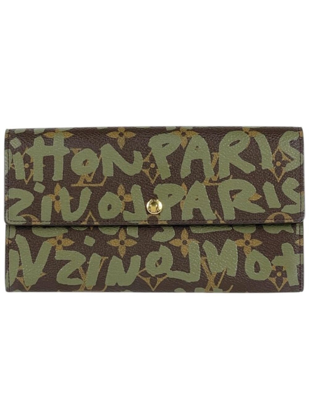 Louis Vuitton Porte Monnaie Credit Wallet Monogram Graffiti Khaki Brown Coin